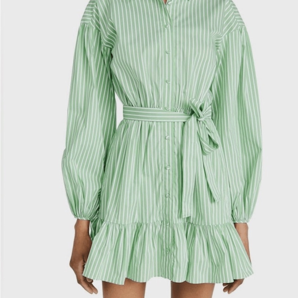 Cinq à Sept Mint Striped Long Sleeve Dress